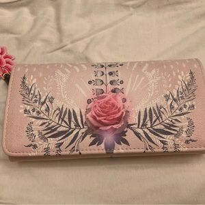 Papaya trifold rose wallet